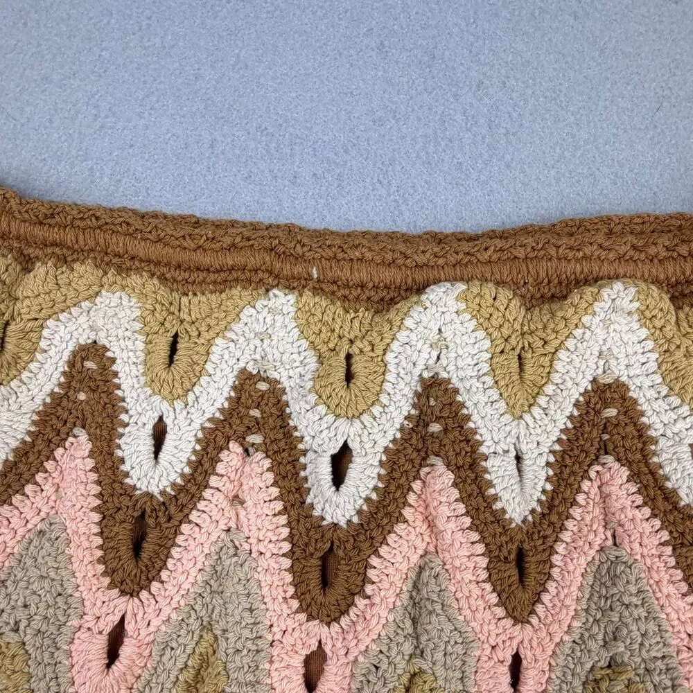 Free People Crochet Knit Mini Skirt Womens Small Boho Fairy Festival Lined